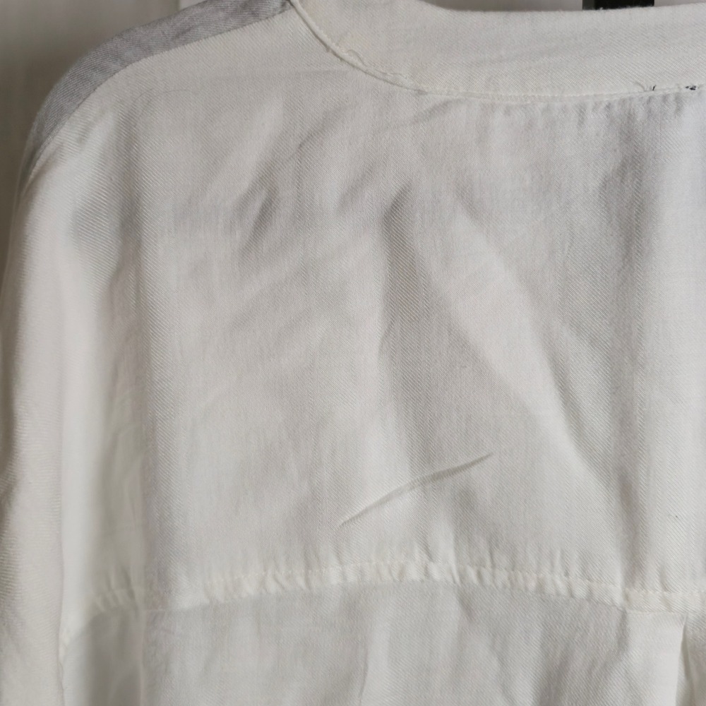 bobi Los Angeles Womens L Cotton White ButtonUp Blouse Dolman short Sleeve Shirt - Picture 9 of 12